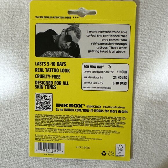 Inkbox Temporary Tattoos, Travis Barker, Melting Smiley, Safety Pin Hearts - Picture 3 of 3